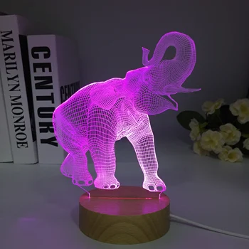 פיל 3D מנורת LED עבור עיצוב חדר השינה מנורת לילה לילדים ההולדת מתנה מנגה חדר צבעים השולחן Led אור Dropshipping