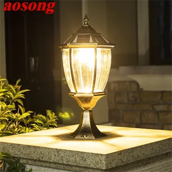 AOSONG חיצונית סולארית קיר אור LED אטימות IP65 עמוד פוסט מנורה גופי הביתה גינה חצר