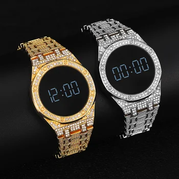 שעון דיגיטלי לנשים זהב אופנה יוקרתי אלגנטי נירוסטה אלקטרוני Led שעון דיגיטלי נשים שעון מתנה Montre פאטאל